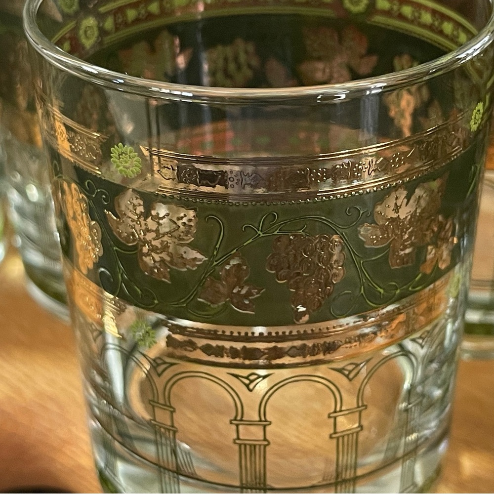 Mid Century Cera Golden Grapes Rocks Glasses Set, (c.1970s) (6) Barware - Picture 8 of 8